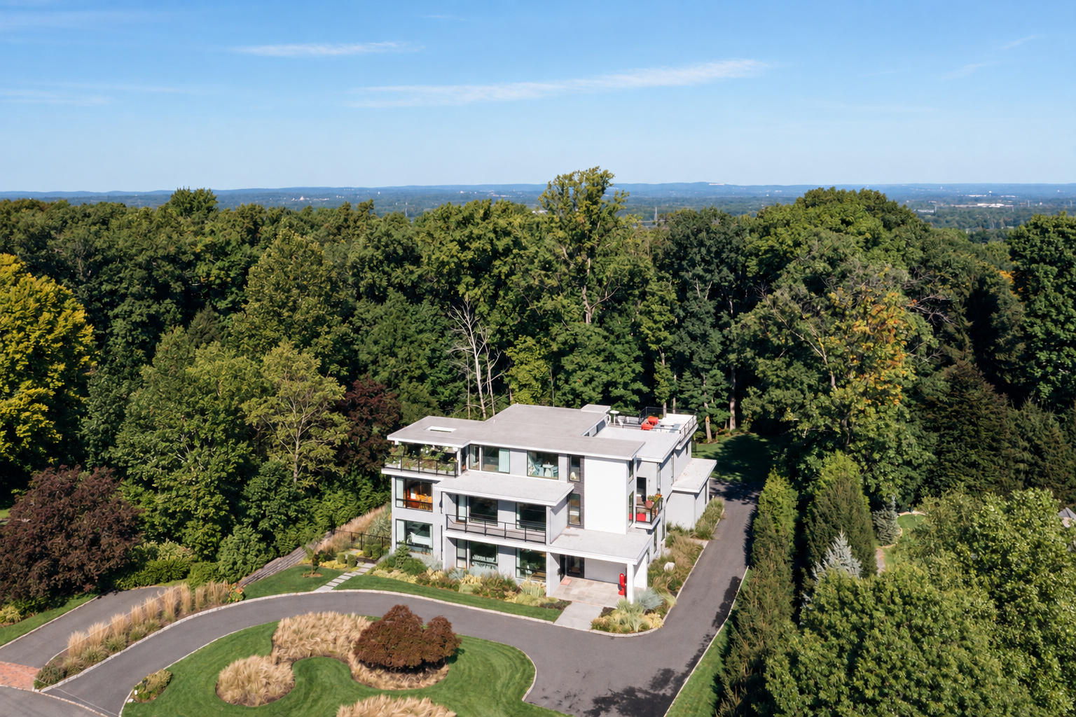 Aerial view of 286 Hartshorn Drive, Short Hills, on a 1.17-acre lot