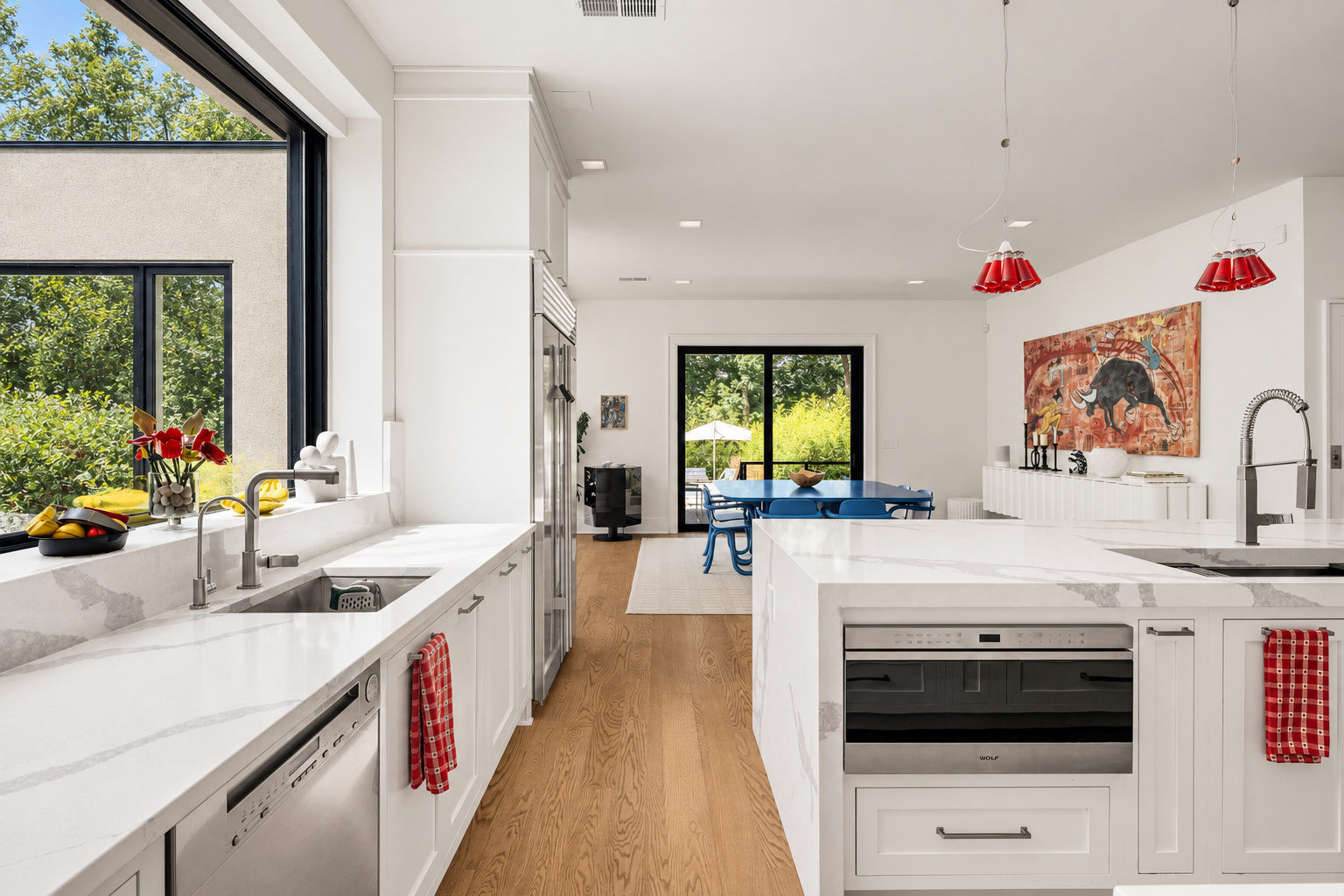 Wolf cooktop and wall ovens at 286 Hartshorn Drive, Short Hills
