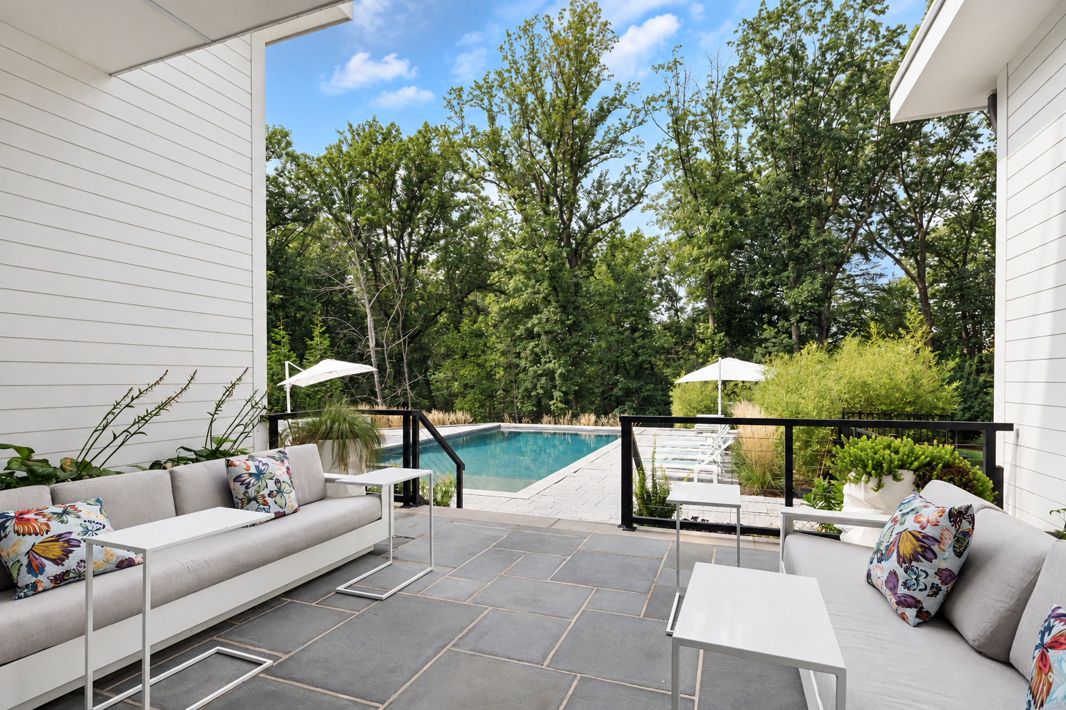 Covered outdoor patio at 286 Hartshorn Drive, Short Hills