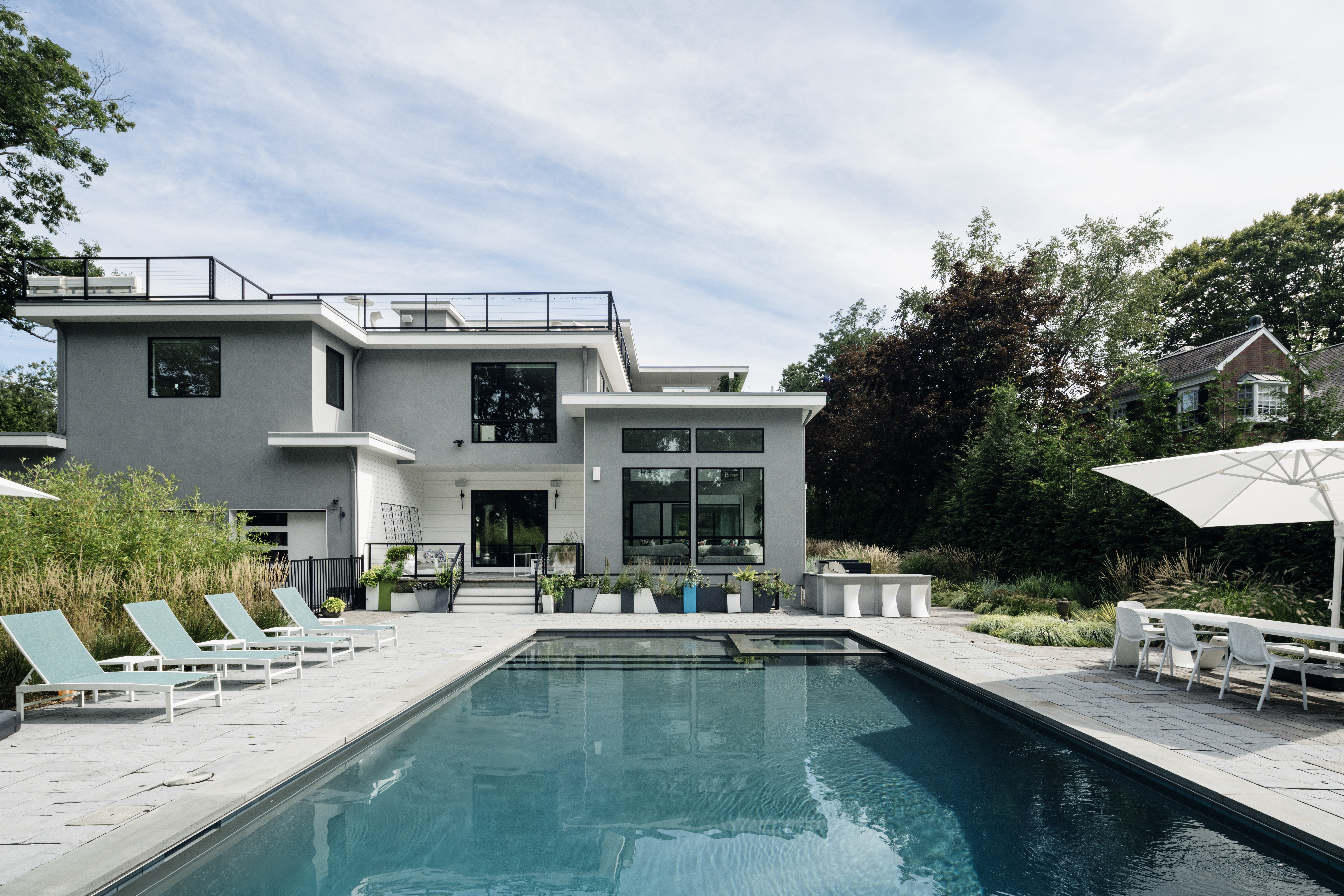 Forty by twenty heated pool with spa at 286 Hartshorn Drive, Short Hills
