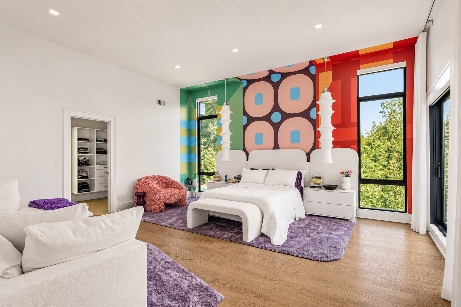 Primary bedroom with vaulted ceiling at 286 Hartshorn Drive, Short Hills