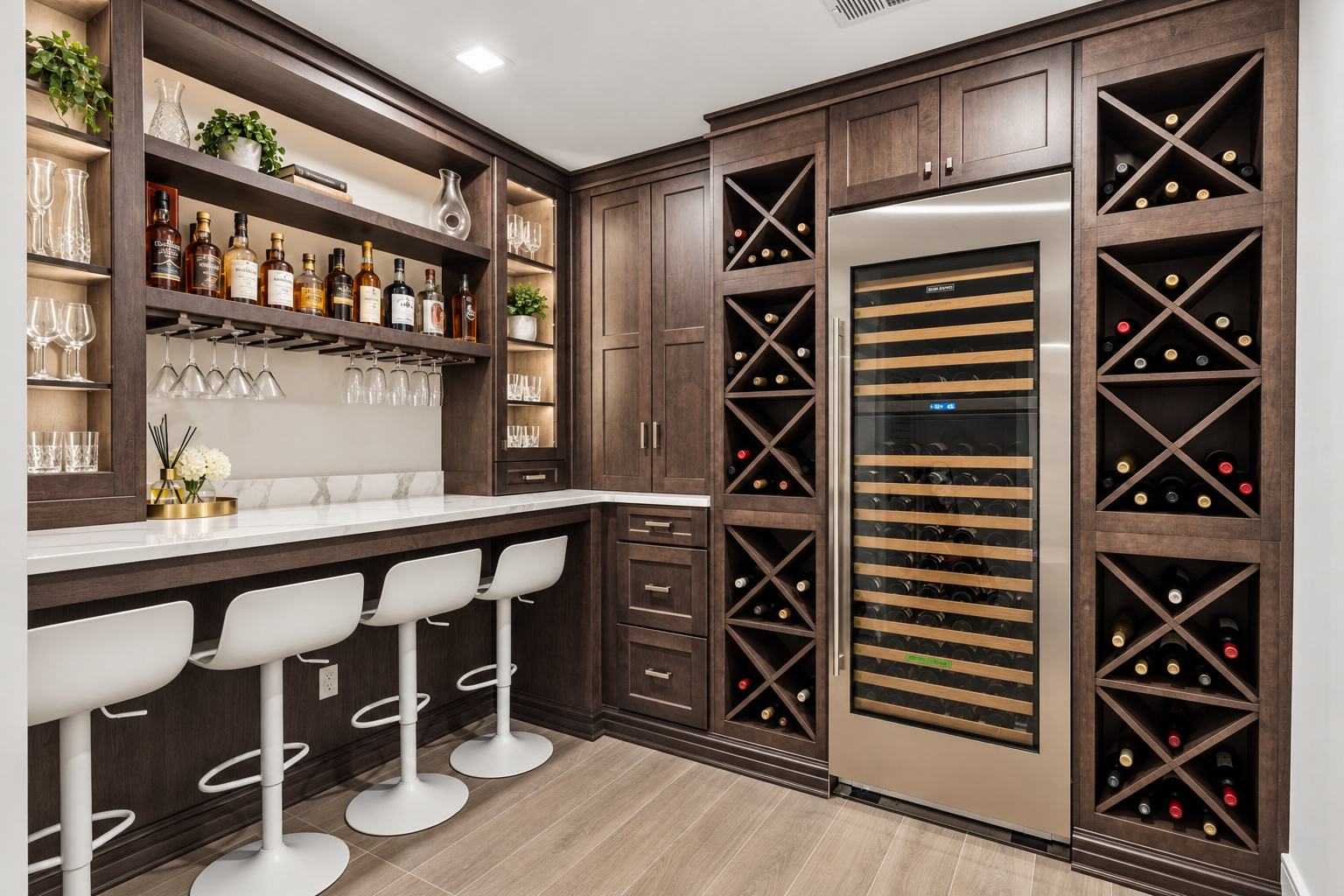 Wine cellar and tasting area at 286 Hartshorn Drive, Short Hills
